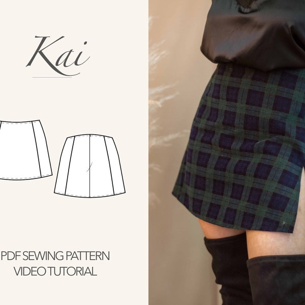 Mini Skirt Sewing Pattern Side Slit Skirt Pattern Women Skirt Sewing Pattern PDF Pattern For Mini Skirt