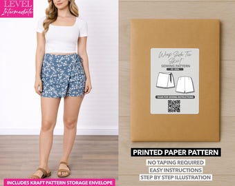 Patrón de costura estampado para falda pantalón con lazo lateral – Patrón de papel (XS–XXXL)