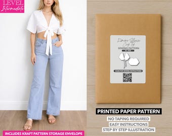 Front Tie Kimono Sleeve Crop Top Printed Sewing Pattern – Paper Pattern (XS–XXXL)