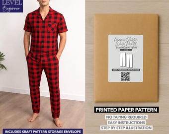 Herren Pyjama Elastische Taille Hose Gedruckt Schnittmuster - Gedrucktes Papier (S-XXL)