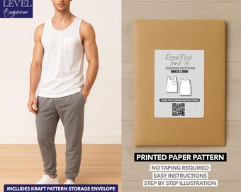 Patrón de costura estampado para top sin mangas con cuello redondo y bolsillo – Patrón de papel (S–XXL)