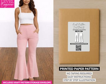 Bell Bottom gebreide broek bedrukt naaipatroon – papieren patroon (XS–XXXL)