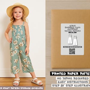 Girls Shirred Cami Jumpsuit Printed Sewing Pattern – Paper Pattern (1Y–8Y)