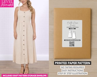 Patron de couture imprimé robe boutonnée - Patron en papier (XS-XXXL)