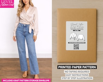 Shawl Collar Wrap Blouse Printed Sewing Pattern – Paper Pattern (XS–XXXL)