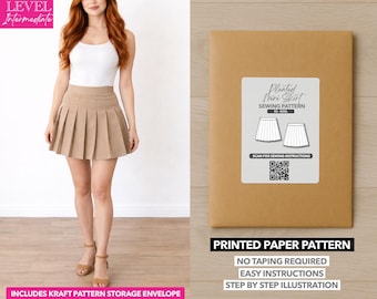 High Waist Pleated Mini Skirt Printed Sewing Pattern – Paper Pattern (XS–XXXL)