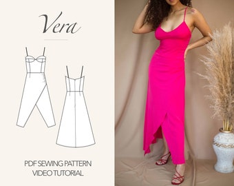 Bustier dress pattern | midi dress PDF sewing pattern | corset pattern | women sewing pattern | 10 sizes US 0-18 | prom dress | gown dress