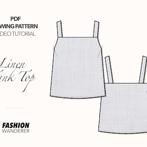 Linen Tank Top Sewing Pattern Summer Cami Pattern Women PDF Pattern Square Neck Top Sewing Pattern