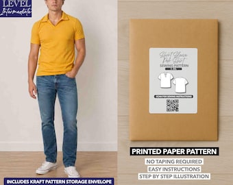 Cartamodello per polo da uomo a maniche corte in maglia, con stampa (taglie dalla S alla XXL)