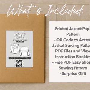 What is included with the printed Waterfall Jacket paper sewing pattern