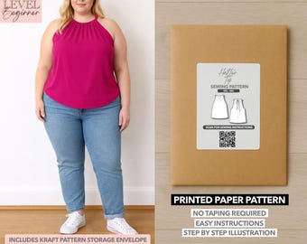 Plus Size Frauen Neckholder Top gedruckt Schnittmuster - Paper Pattern (0XL-4XL)
