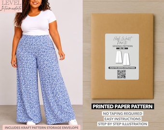 Plus Size High Waist Pants Printed Sewing Pattern – Paper Pattern (0XL–4XL)