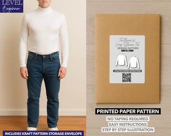 Mens Turtleneck Long Sleeve Top Printed Sewing Pattern – Paper Pattern (S–XXL)