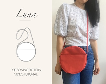 Womens shoulder purse | Luna circle purse | PDF sewing pattern | Instant Download | U.S letter, A4, A0