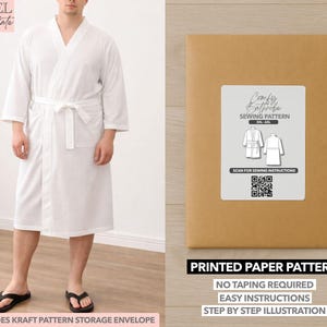 Cartamodello stampato per accappatoio da uomo taglie forti (2XL-6XL)