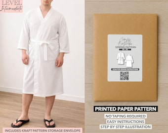 Plus Size Mens Bathrobe Printed Sewing Pattern – Printed Paper (2XL-6XL)