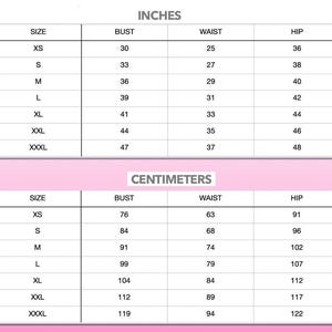 Patterns For Less women size chart.
