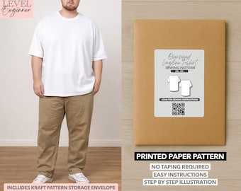 Plus Size Men Oversized Longline Tee Printed Sewing Pattern – Paper Pattern (2XL–6XL)
