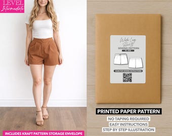 Cartamodello per pantaloncini a gamba larga con stampa (taglie dalla XS alla XXXL)