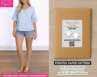 Flounce Sleeve Blouse Printed Sewing Pattern – Paper Pattern (XS–XXXL)