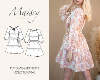 Peasant Boho Tunic Dress | Maisey Dress Pattern | PDF sewing pattern | Instant Download | UK 4-22/US 0-18 | U.S letter, A4, A0