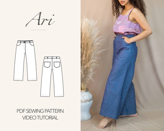High Waist Wide Leg Jeans Ari Jeans Pattern PDF Sewing | Etsy