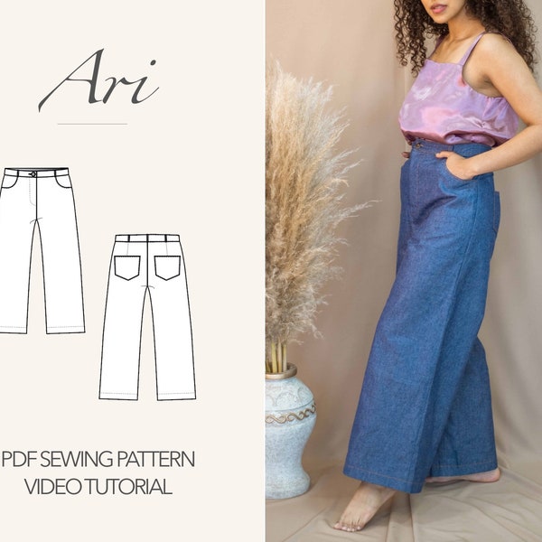 Jeans Sewing Pattern Women Pants Sewing Pattern High Waist Jeans Pattern Pants Sewing Pattern PDF Pattern For Pants