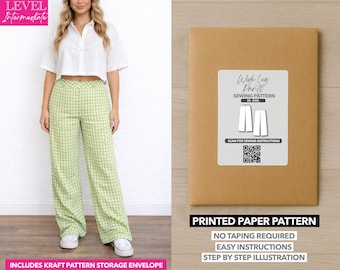 Patrón de costura estampado para pantalones de pierna ancha – Patrón de papel (XS–XXXL)