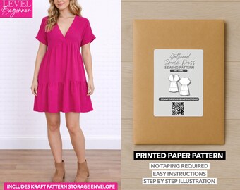 Patron de couture imprimé robe smockée froncée - Patron en papier (XS-XXXL)