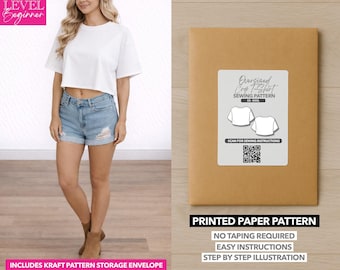 Patrón de costura estampado para camiseta corta extragrande – Patrón de papel (XS–XXXL)