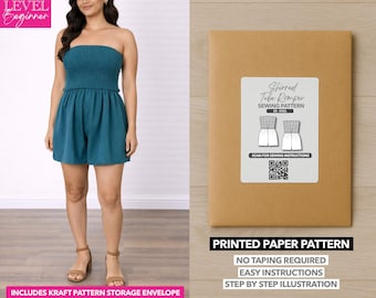 Patrón de costura impreso para mono tubo fruncido – Patrón de papel (XS–XXXL)