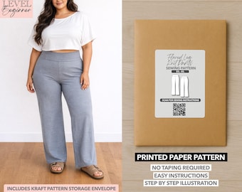 Plus Size Women Flared Knit Pants Printed Sewing Pattern – Paper Pattern (0XL–4XL)