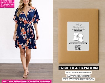 Mini robe portefeuille à manches kimono - Patron en papier (XS-XXXL)