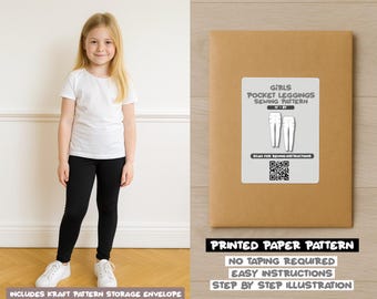 Legging meisjes met zijzak bedrukt naaipatroon – papieren patroon (1Y–8Y)