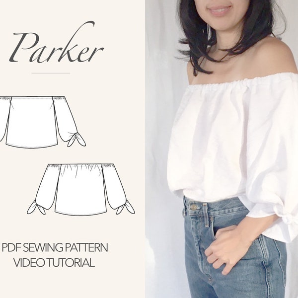 Off Shoulder Puff Sleeve Top Sewing Pattern Women PDF Sewing Pattern Off Shoulder Top Sewing Pattern Blouse Sewing Pattern PDF