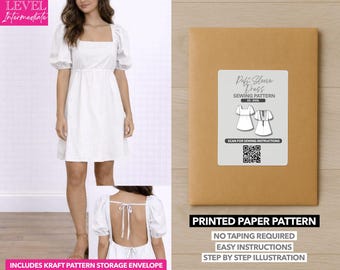 Cartamodello per abito con maniche a sbuffo (taglie XS–XXXL)