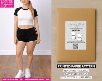 Ensemble haut court à manches raglan et short dauphin Patron de couture imprimé - Patron en papier (XS-XXXL)