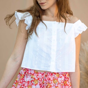 Ruffled Blouse Sewing Pattern Women Blouse Pattern PDF Top Pattern Summer Blouse Sewing Pattern For Women