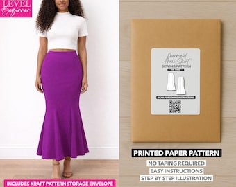 Mermaid Skirt Printed Sewing Pattern – Paper Pattern (XS–XXXL)