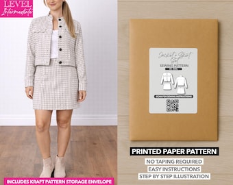 Patrón de costura impreso para conjunto de chaqueta y falda – Patrón de papel (XS–XXXL)
