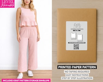 Ruffle Crop Top Printed Sewing Pattern – Paper Pattern (XS–XXXL)