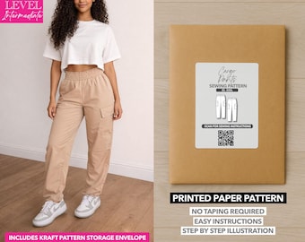 Patrón de costura estampado para pantalones cargo – Patrón de papel (XS–XXXL)