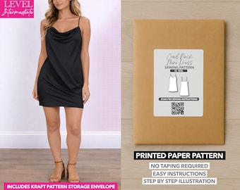 Cowl Neck Slip Mini Dress Printed Sewing Pattern – Paper Pattern (XS–XXXL)