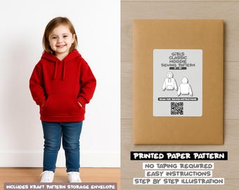 Girls Hoodie Printed Sewing Pattern – Paper Pattern (1Y–8Y)