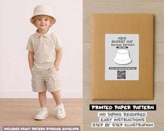 Kids Reversible Bucket Hat Printed Sewing Pattern – Paper Pattern (One Size)