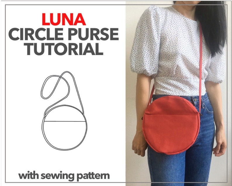 Womens shoulder purse | Luna circle purse | PDF sewing pattern