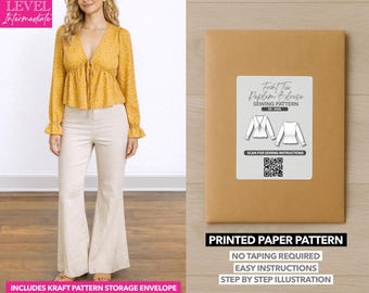 Front Tie Peplum Blouse Printed Sewing Pattern – Paper Pattern (XS–XXXL)