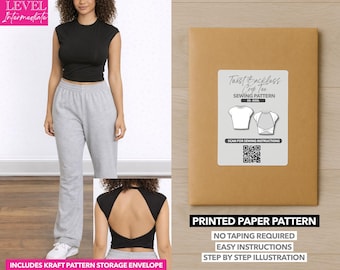 Twist Backless Crop Knit Tee Printed Sewing Pattern – Paper Pattern (XS–XXXL)