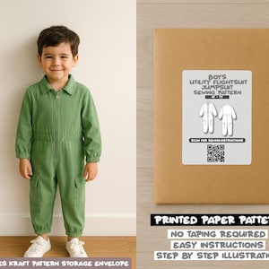 Boys Cargo Utility Flightsuit Jumpsuit Printed Sewing Pattern – Paper Pattern (4Y–7Y)