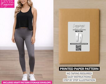 Patrón de costura estampado para leggings – Patrón de papel (XS–XXXL)